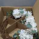 COLLECTIVE HOME - Artificial Wreath, 20" Artificial Wreath for Front Door, Spring Green Leaf for Window Wedding, Home Porch Patio Garden Decor (Grapevines Cream Hydrangeas)