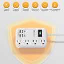 6 USB(2 USB C) Travel Power Strip- Flat Plug Extension Cord 3 Feet with 4.8A 24W USB Charging Station and 4 Outlets, 3 FT Short Extension Cord Portable for Travel Cruise Office College Dorm
