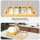 Bamboo Dish Drying Rack with Diatomaceous Earth Dish Drying Pad, Ultra Absorbent, Instant Dry, Space - Saving&Pull-out Design, Eco - Friendly Drying Mat for Dishes Cups, Match Any Countertop