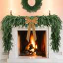 2-Pack Christmas Norfolk Pine Garland, 9ft Real Touch Garland,Artificial Winter Green Realistic Greenery Garlands for Mantle, Table, Wall, Indoor, Outdoor Xmas Decorations