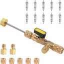 18 Pcs Valve Core Remover Installer Tool, Professional Dual Size 1/4" & 5/16" SAE Valve Core Remover, AC Valve Core Removal Tool for R410 R32 R22 R12 R407 R404 R600 HVAC System