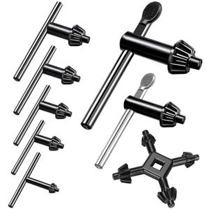 Waltool 8Pcs Universal 4 in 1 Drill Chuck Key Wrench and 3/4" 5/8" 1/2" 3/8" 1/4" 5/32" T-Handle Keyless Chuck Drill Press for Electric Drill Clamping Tool