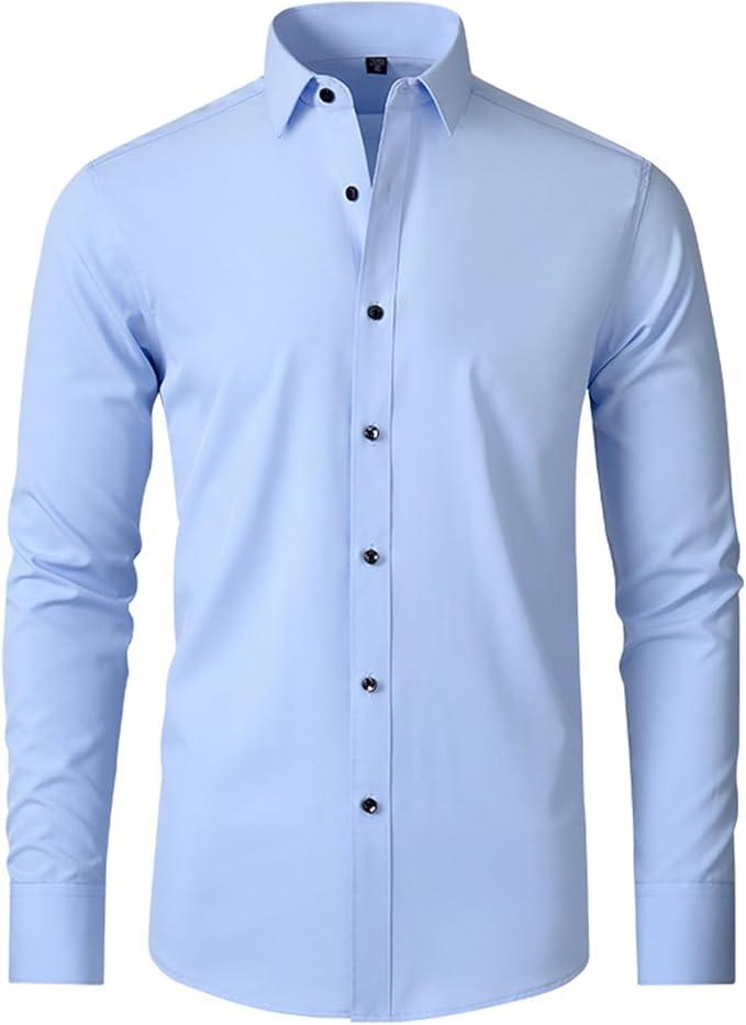 Zealburst Shirts, Stretch Non-Iron Anti-Wrinkle Shirt Men's, Men's Stretchy Breathable Shirt, Casual Button Down Shirts L