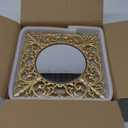 MAONAME 12" Gold Charger Plates Set of 6, Mirror Chargers for Dinner Plates, Plastic Plate Chargers with Embossed Rims, Square Chargers for Table Setting, Wedding