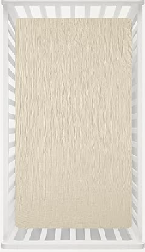 david's kids Muslin Crib Sheets for Boys Girls, 1 Pack 100% Cotton Soft Breathable Fitted Baby Neutral Sheet Set, Standard 52"x28" Crib and Toddler Mattress, Oat Milk 