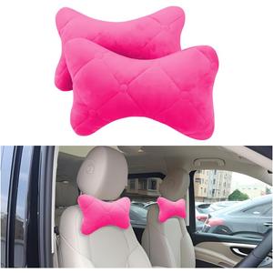 2PCS Car Headrest Pillow, Soft Comfortable Vehicle Neck Pillow Cushion, Automotive Interior Head Rest Pad Accessories for Driving Fatigue Relief, Universal for SUV, Sedan, Truck (Pink)