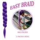 Long Purple Braiding Hair -24 Inch Synthetic Braiding Hair for Kids Stage Party Halloween Costume Cosplay (Purple, 24 Inch(Pack of 2))