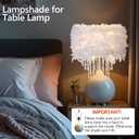 Waneway Feather Lampshade with Acrylic Droplets, Fluffy Lamp Shade for Ceiling Light, Pendant Light, Chandelier, Table Lamp or Floor Lamp, Bedroom Living Hallway Decoration, White