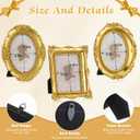 Beeveer 6 Pcs Vintage Small Gold Picture Frames Antique Resin Photo Frame Set with Glass Backboard for Tabletop Display or Wall Hanging Ornate Baroque Decor for Home Wedding Gallery Hotel (Baroque)