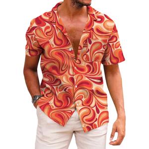 KYKU Funky Hawaiian Shirt for Men Palm Beach Shirts Tropical Vacation Clothes (3X-Large, Abstract Pattern)