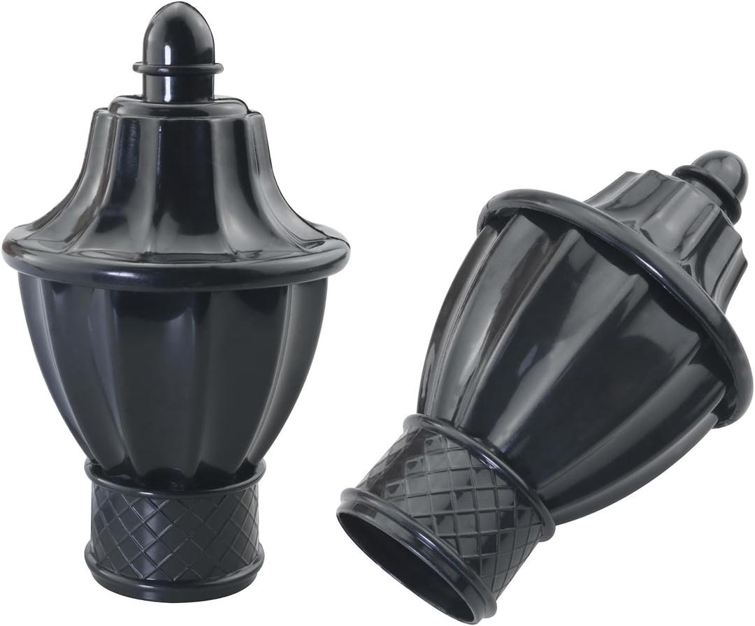 4PCS Plastic Curtain Rod Decorative Header Curtain Fitting Header Decorative Plug For 1.1 inch diameter curtain rod Aluminum Alloy Wood Species Curtain Rods Black