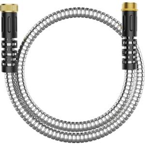 6ft Metal Garden Hose, Short Metal Hose with Female to Male Fitting, Water Lead-in Hose Extension, Stainless Steel Hose Extension Adapter for Hose Reel/RV, Durable, Flexible, Lightweight