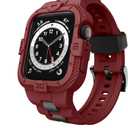 GELISHI Bands Compatible for Apple Watch Band 46mm 45mm 44mm 42mm, Men Sport Rugged Band with Protective Case for Watch Series 10 9 8 7/Series 6 SE 5 4 3 (Dark Red), Size: 45mm/44mm/42mm
