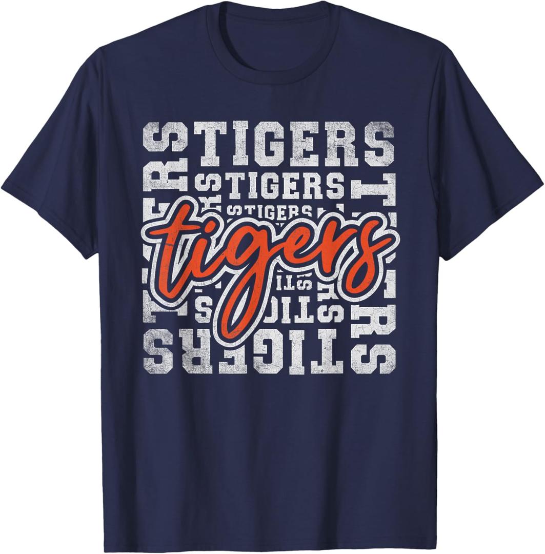 Vintage Tigers School Sports Name Retro for Men Women Kids T-Shirt, M