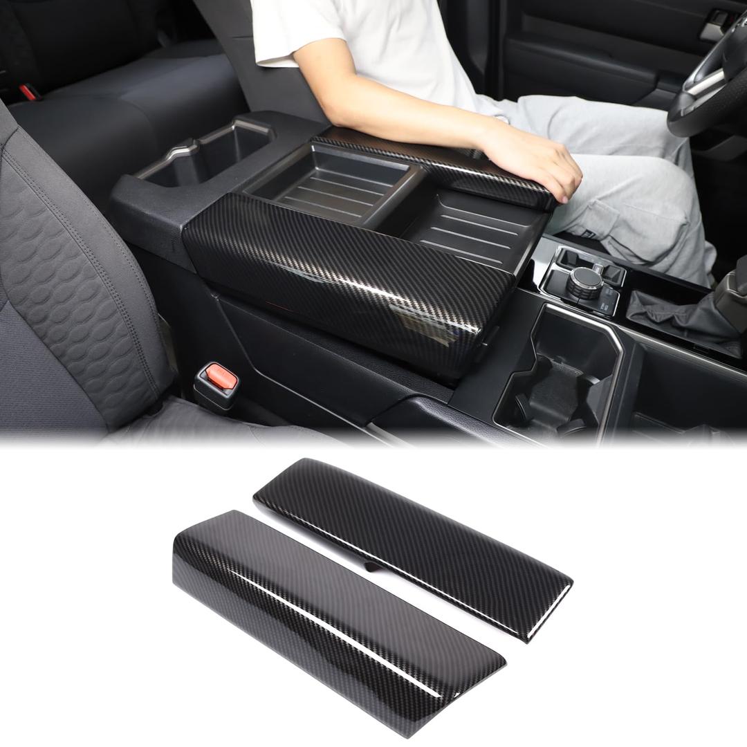 Car Center Console Armrest Protector Cover Compatible with Toyota Tundra 2022+ & Sequoia 2023+, Central Armrest Seat Storage Box Cover Cushion Lid Protector Pad Waterproof Anti-Scratch ABS Accessories
