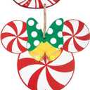 Christmas Joy Door Sign Decorations, Wooden Wall Hanging Sign Dcor for Christmas Party Supplies, Peppermint Wood Mouse Shaped Decorative Xmas Home Porch Plaques Ornaments Indoor and Outdoor