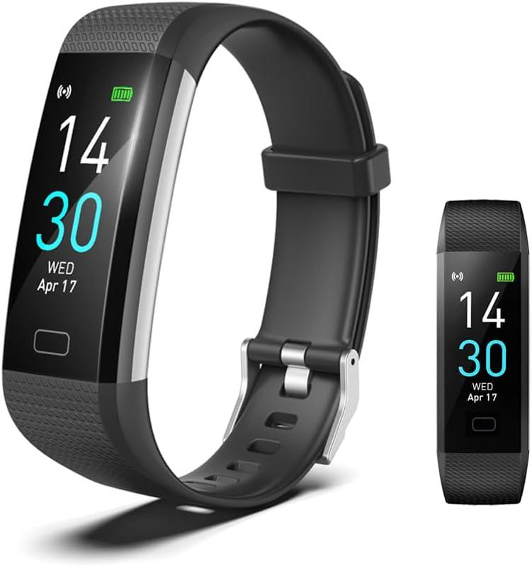 Fitness Tracker with Heart Rate Monitor/Step Counter/Calories, Activity Tracker Smart Watch Sleep Monitor IP68 Health Tracker Pedometer for Man Women (Black)