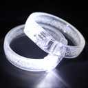 LED Light up Bracelets, White Glow Wristbands Party Favors Toys Supplies for Birthday, Halloween, Carnivals Parties for Kids over 3 Years Old, Clear Case 12 Pack
