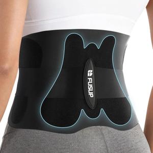 Invisible Back Brace with 0.5mm Ultra-Thin & Seamless Design Under Clothing, FUSUP Anti-Slip Lumbar Support Belt with 2 Removable & Adjustable Straps - for Low Back Pain, Back Injuries, Office, Daily Wear, Sports (Women & Men) (Black, Medium)