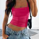 Imily Bela Womens Summer Tank Tops Ruched Double Lined Sleeveless Y2K Going Out Crop Shirts (S)