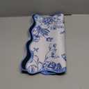 Kingdder Scalloped Desk Mat Large Blue and White Floral Chinoiserie Mouse Pad 31.5" x 15.7" Aesthetic Vintage Nonslip Rubber Base Keyboard Pad for Laptop Computer Dorm Home Office Gaming