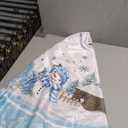 Horaldaily Christmas Tablecloth 7070 Inch Round, Blue Snowman Pine Snow Washable Table Cover for Party Picnic Dinner Decor