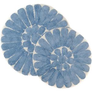 Chesapeake Bursting Flower 2 Pc. Off White & Blue Round Bath Rug Set 45951 (24" & 30")