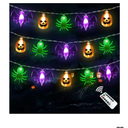Halloween Lights, 16 FT 30 LED Waterproof 3D Pumpkin Bat Spider Battery Operated String Lights with Timer, 8 Lighting Modes Fairy Lights for Window Indoor Outdoor Decor Halloween Party Decorations