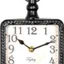 Retro Rectangle Small Wall Clock, Battery Operated Silent Black Vintage Decor Wall Clocks, Antique Old Design Style, for Farmhouse,Kitchen,Bedroom,Bathroom Black Rectangle