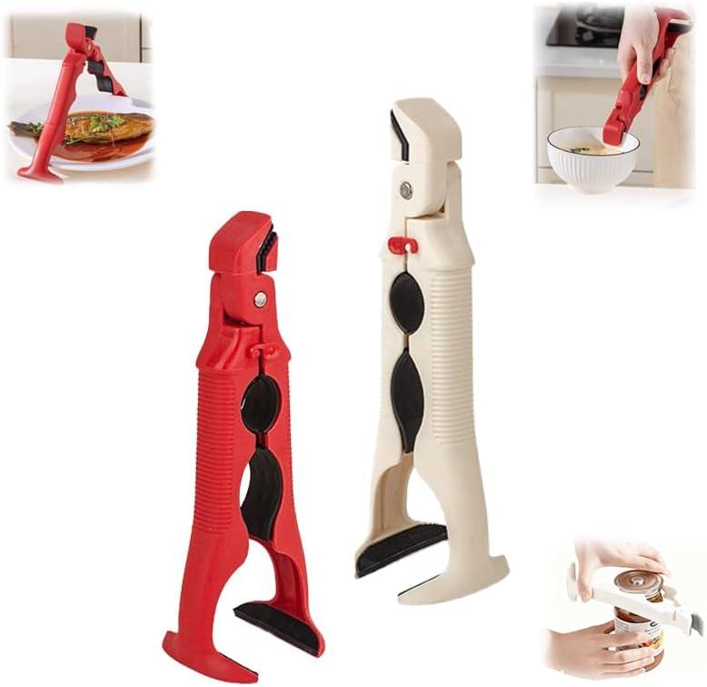 3-in-1 Hot Plate Gripper, 2 Pack Silicone Anti Scald Bowl Holder Clip for Bowls & Dish, Non-Slip Jar Opener Clip for Kitchen, Air Fryer, Microwave & Baking Dishes