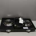 2 Burner Propane Stove 27,200 BTU High-Efficiency Tempered Glass Auto-Ignition Gas Burner Stove Top with CSA Hose for Outdoor RV Camping Emergency Cooking (Black)