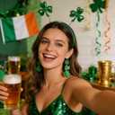 3 x St Patricks Day Headband Set - Green Shamrock Headbands with Glitter Shamrock Earrings for Women St Patricks Day Accessories