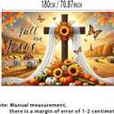Fall Thanksgiving Backdrop Banner Fall for Jesus Theme Outdoor Decorations 71x43 Inchs Sunflower Pumpkins Backdrop Cross He Never Leaves Banner Party Supplies Yard Decor