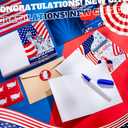 100 Sets New Citizen Cards, American Congratulations Greeting Cards with Envelopes and Stickers American Flag Patriotic Gift Set for Men Women