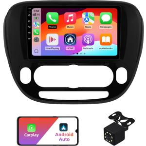 2+32G Android 12 Double Din Car Stereo for Kia Soul 2014-2019 with 9 Inch Touchscreen Radio Built-in Wireless Carplay/Android Auto/GPS/Bluetooth/FM/AUX-in/Steering Wheel Controls/Backup Camera