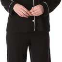 Eberjey Gisele Classic Women's Pajama Set | Long Sleeve Shirt + Long Pants (Large, Black)