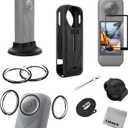 Gurmoir Accessories Kit for Insta360 X5 Camera, PC Lens Guard/Twist-Lock PC Lens Protector Cover+Silicone Protective Cover+Tempered Glass Film+Desktop Support Base Mount for Insta360 X5 Accessories