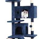 FDW Cat Tree 54in Cat Tower Multi-Level Durable Cat Scratching Post & Cozy Fun Cat Jumping Platform Space Saving Cat Condo Pet Play House for Indoor Cats,Dark Blue