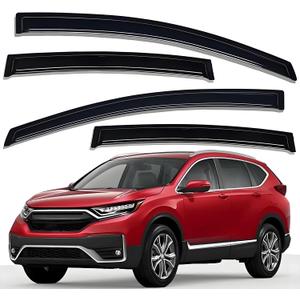 Lightronic Extra Durable Outside Mount Auto Vent Window Visor, Fits 2017-2022 Honda CR-V (CRV), UV Protection Rain Guard, Original Wind Deflector, No-Drill Easy Install, Dark Smoke, 4-Pcs