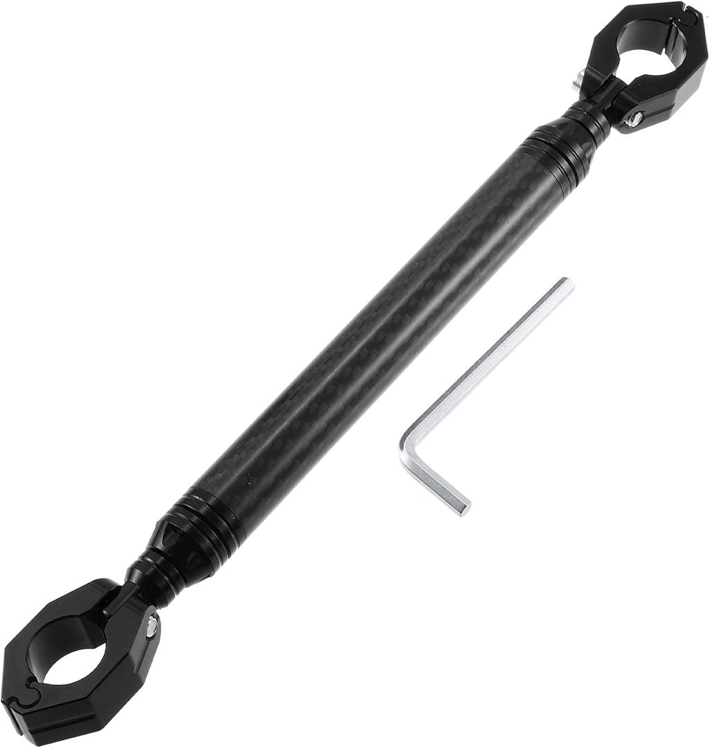 X AUTOHAUX Universal 22mm Aluminum Alloy Carbon Fiber Pattern Black Motorcycle Balance Bar Crossbar Handlebar Adjustable Motorbike