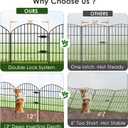 FOREHOGAR Metal Garden Fence with Gate 28in (H) x 18.7ft (L), 1 Gate + 7 Panels Dog Fence Border Fence Animal Barrier, No Dig Garden Fencing for Yard Flower Bed Lawn Patio Outdoor, ECG2829 Black