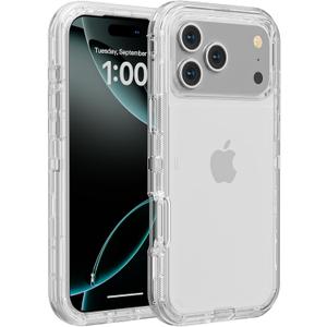 Gase for iPhone 17 Pro Max Case with 2 Screen Protector, Full Body Heavy Duty Military Grade Cover, Shockproof Drop-Proof Phone Case 6.9" (Crystal Clear)