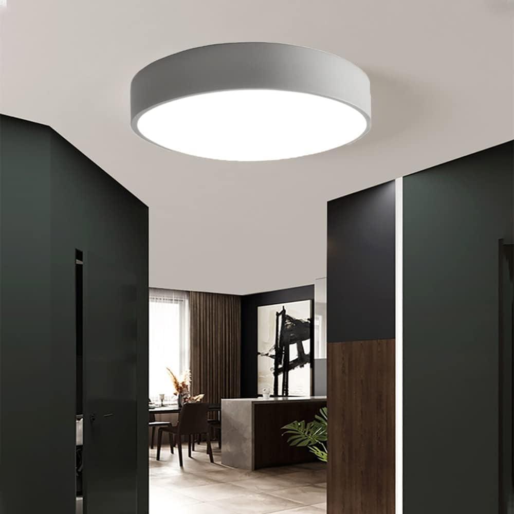 LED Ceiling Light Fixture,20 Inch Modern Round Recessed Ceiling Lights,Dimmable Light,36W Grey Close to Ceiling Lighting Flush Mount Living Room Bedroom,3000K-6000K