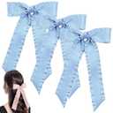 3 Pack Blue Hair Bow Set for Women & Girls Stylish Satin Bows & Ribbons All-Age Versatile Hair Accessories Perfect for Daily Wear Parties Special Occasions Vibrant Blue Shades for Trendy Looks