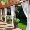 SpaceDresser Waterproof Outdoor Sheer Curtains for Patio - 4 Panels Rod Pocket Indoor Voile Sheer Curtain for Living Room,52W x 120L inch,White