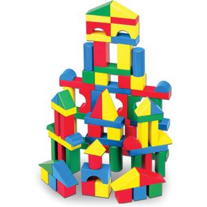 Melissa & Doug Wooden Building Blocks Set - 100 Blocks in 4 Colors and 9 Shapes Classic Kids Toys, Colored Wood For Toddlers Ages 2+ - FSC-Certified