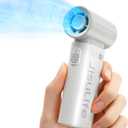 JISULIFE Portable Handheld Fan Life9, Turbo Power High Speed Air [18H Max Cooling Time], 5 Gear Wind, 5000mAh Rechargeable, Mini Pocket Design, Personal Fan for Travel Concerts Camping Makeup - Grey