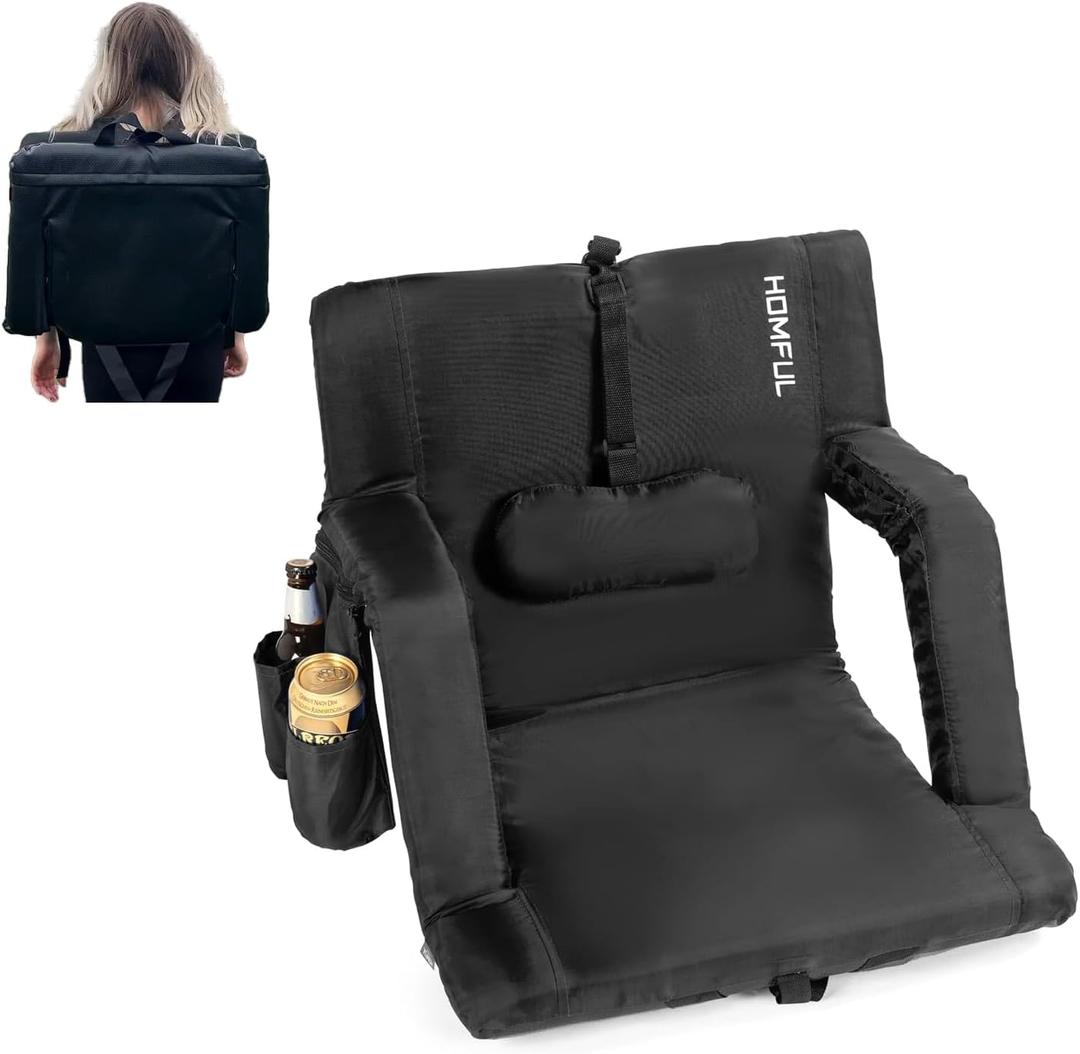 HOMFUL Folding Stadium Seats for Bleachers with Lumbar and Back Support Portable Reclining Stadium Chairs with Padded Cushion Seats for Sporting Outdoor Camping Beach Concerts Picnic Bleacher