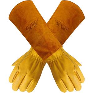 Large Yellow Thornproof Garden Gloves for Women and Men (Large (Pack of 1))