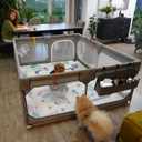 Baby Playpen with Mat 50"*50", Extra Large Playpen for Babies and Toddlers with Storage Bag, BPA-Free, Non-Toxic, Safe No Gaps Playards for Babies, Sturdy Safety Play Yard for Indoor Outdoor Fun, Grey